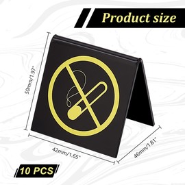 AHANDMAKER Pack of 10 Double Sided Acrylic No Smoking Table Tent Signs, Non Smoking Desk Logo Display, No Smoking No Smoking Table Sign, Black