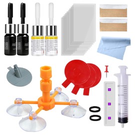 wimony Glass Scratch Repair Kit 22Pcs，Windscreen Chip Repair Kit，t for Windscreen Crack with Repair Half-Moon Cracks, Cobwebs or Long Line Crack