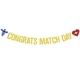 Congrats Match Day Banner, Residency Match Day Decorations, Happy Match Day Banner, Congrats on Matching, Medical School Graduation Party Decorations, Gold Glitter