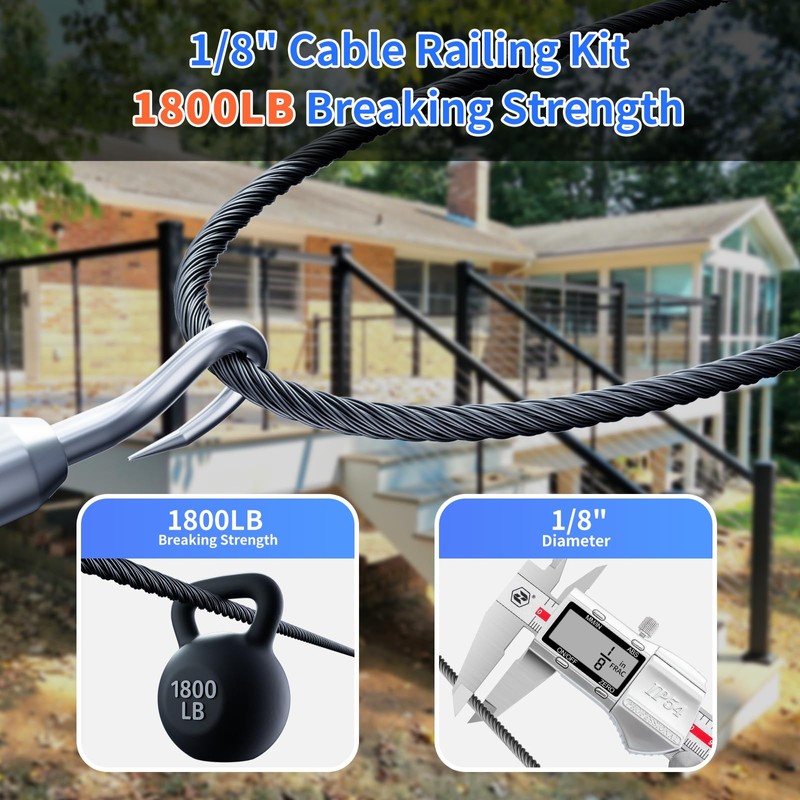 1/8 Stainless Steel Cable - Cable Railing Kit with Stainless