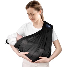 CUBY Summer Portable Breathable Baby Sling, Baby Essentials for Newborn Quick Dry Air 3D Mesh Fabric Wrap Baby Carrier Adjustable Sling Easy Toddler Carrier for Newborn up to 0-24 Months 45 lbs
