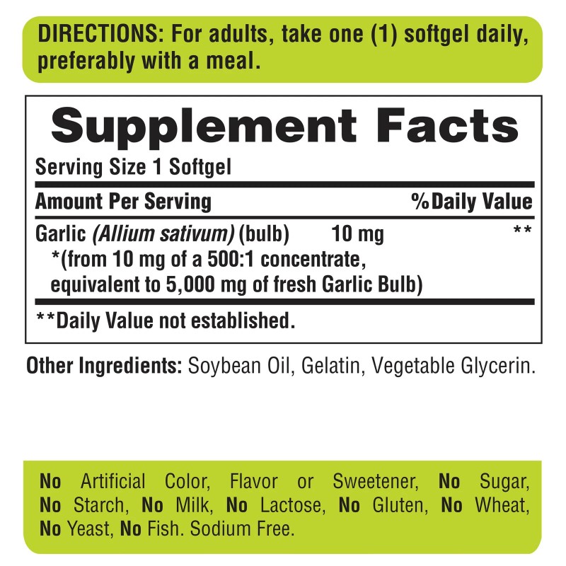 Puritan's Pride Garlic Oil 5000 mg - 250 Rapid Release