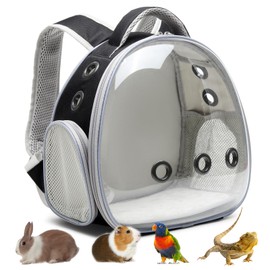 Ioview Portable Travel pet Backpack Carrier Hamster Bag Guinea Pig Bird small dog cat Backpack Turtle Carrier Rabbit Cage Rabbit Guinea Pig Squirrel Bearded Dragon Breathable Hangbag (black)