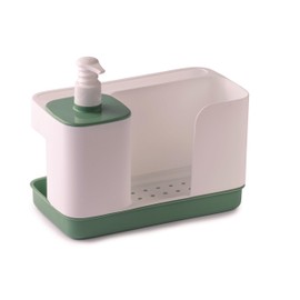 Snips, Soap Dispenser with Sponge and Glove Holder, White Green, 21 x 12 x 18 cm, 400 ml, Kitchen Organiser, Made in Italy