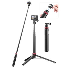 57in Extendable Selfie Tripod for Action Cameras - ULANZI Go Quick II Long Action Camera Stick Tripod Quick Release Adapter Vlog Handle Grip for GoPro Hero Series