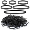 Pack of 180 Rubber Bands, Black, 6 Sizes, Wide Thick