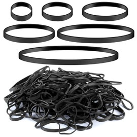Pack of 180 Rubber Bands, Black, 6 Sizes, Wide Thick Rubber Rings, Elastic Robust Rubber Bands, Household Rubber Bands for Home, School, Office (2.5/4/5.5/6.5/8/12 cm)