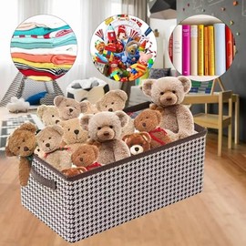 Juego de 6 Caja de Almacenamiento con Asa,Plegable con Asas Reforzadas,Ideales para Almacenamiento y Organizador de Closet,Para Libros, Ropa, Juguetes