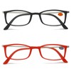 KoKoBin 2 Pairs Ultra-thin anti-blue reading glasses, anti-glare glasses,Black+Red 1.50