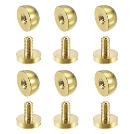 sourcing map 10x6mm Round Studs Rivet Purse Handbag Feet Spike Brass Leather Craft Screw Back Rivets DIY 6 Sets