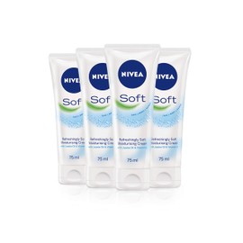 NIVEA Soft Tube (75ml), Pack of 4, Moisturising Cream for Face, Body and Hands with Vitamin E and Jojoba Oil, Intensive Everyday Moisturiser, 4 x 75 ml