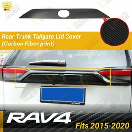 Fits Toyota RAV4 2019-2024 Carbon Fiber Style Rear Trunk Tailgate Lid Cover Trim