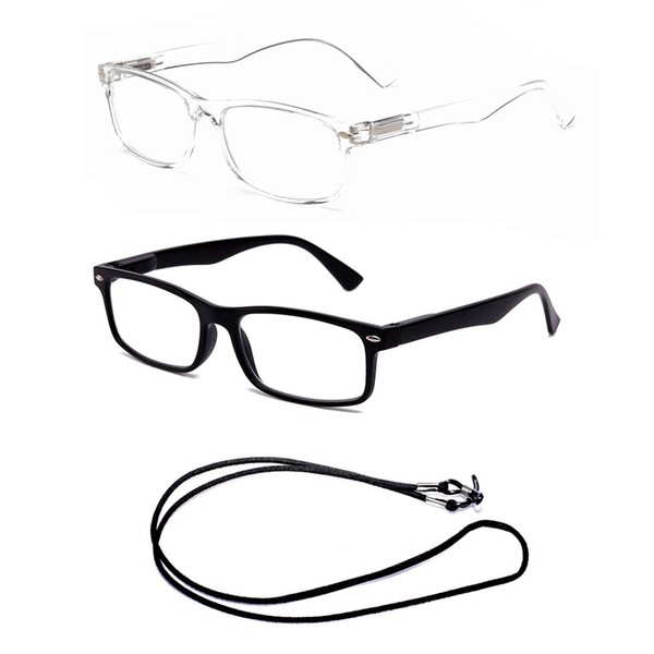 Stylish Simple Reading Glasses Rectangular Spring Hinge Slim Design Comfort Fit