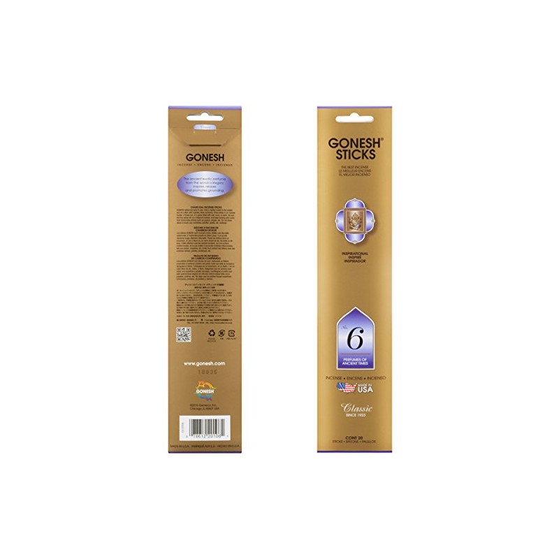 Gonesh Classic Collection #6 Incense (4 Pack), 4 Piece, Gold