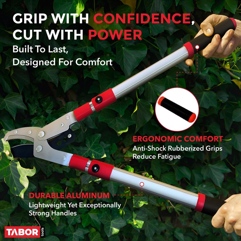 TABOR TOOLS GG22A Telescopic Extendable Anvil Lopper with Compound Action,