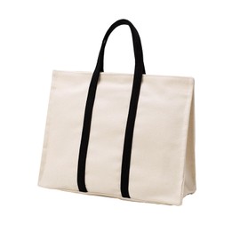 Wallage Canvas Tote Bag for Women Large Capacity Work Bags Multi-Pocket Handbag Casual Briefcase for Office Commuter College Travel Bags White