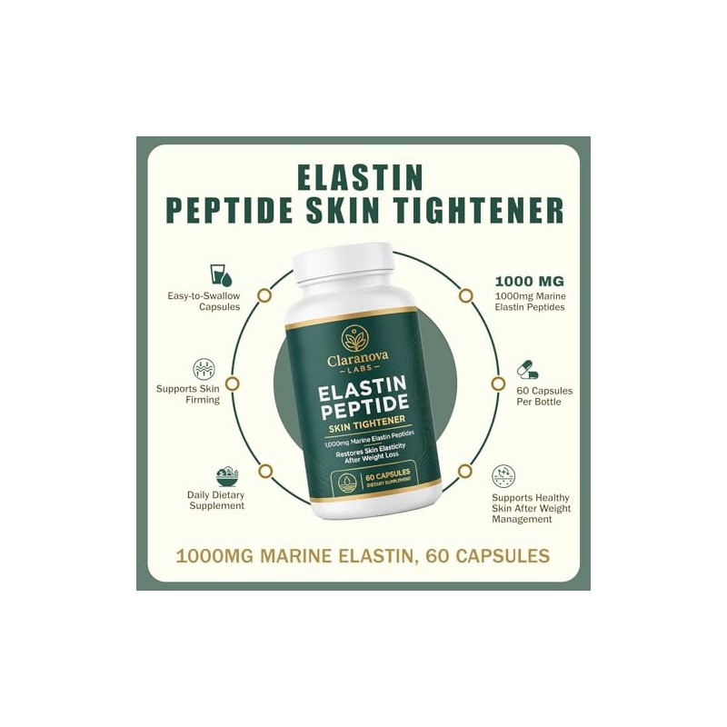 Claranova Labs Elastin Peptide, Elastin Peptide Skin Tightening Formula, 60