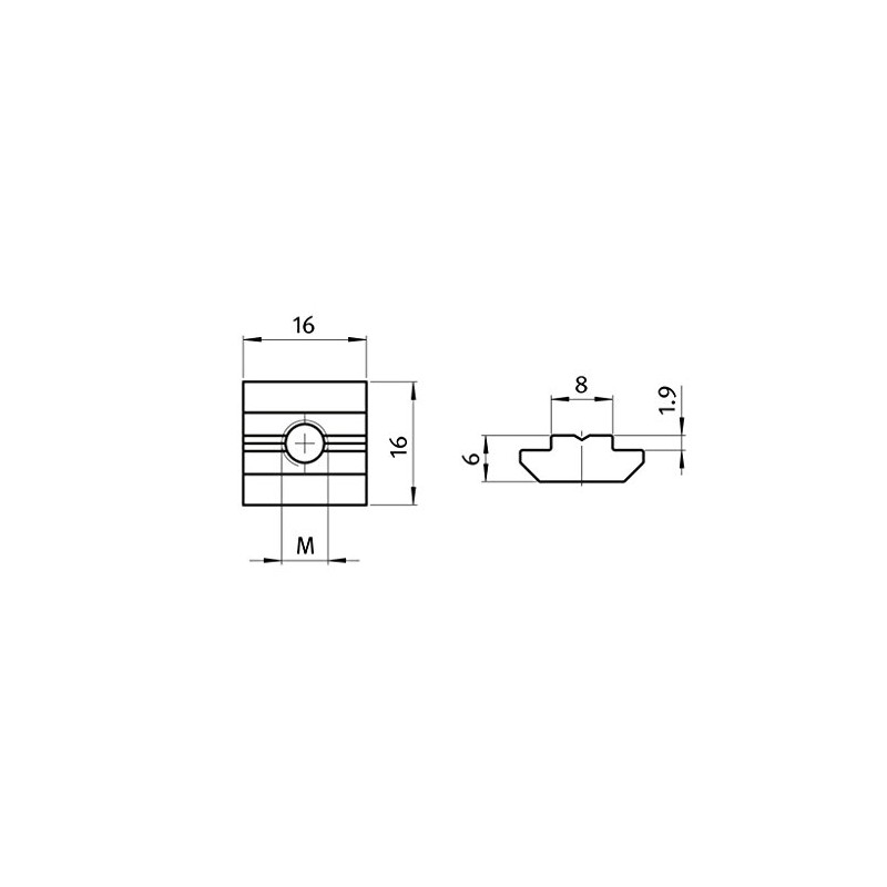 10x T-Slot Nut Sliding Block Slot 8 - Type B