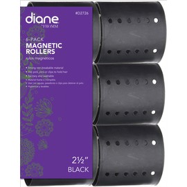 Diane Magnetic Hair Roller, Black, 2 1/2 Inch, Strong material, unbreakable material, curls, perm, holds hair in place, perfect for any hair style, sanitary, washable
