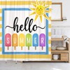 wefrea Summer Shower Curtains for Bathroom Yellow Stripes Sun Popsicle