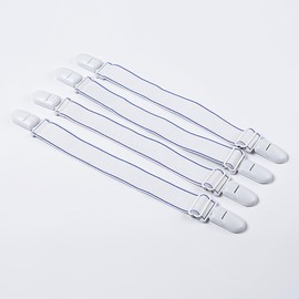 12PCS Elastic Bed Straps Adjustable Bed Sheet Fasteners, Bed Sheet Clips Straps,White Rubber Hook with Button for Sofa Cushion Mattress Covers Bed Sheets