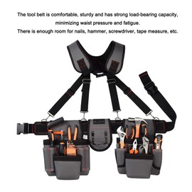 Tool Belts for Men, 600D Oxford Cloth Carpenter Tool Pouches Adjustable Suspender Straps Waist Storage Organiser for Construction Workers Builders