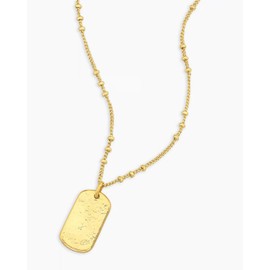 gorjana Women's Griffin Dog Tag Charm Hammered Pendant Necklace, 18K Gold Plated, 19 inch Chain