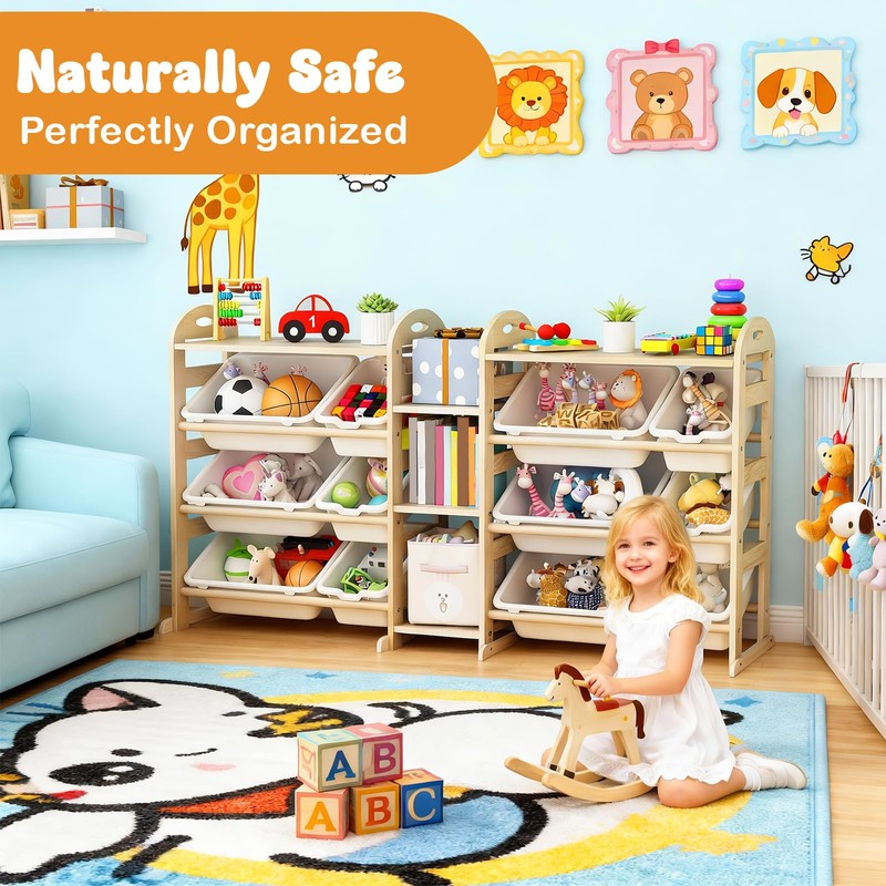 Orekemo Toy Storage Organizer, 59.6" W White 5-Shelf Bookcase/Bookshelf with