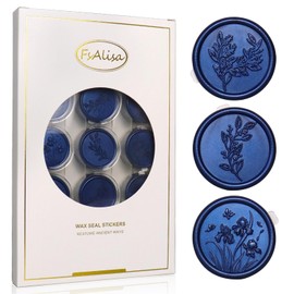 fsalisa Plant Wax Seal Stickers 60pcs Wedding Invitation Envelope, Self Adhesive Seal Stickers for Christmas Invitations Cards Gift Wrapping Wine Packages (Plant Set#-Royal Blue)