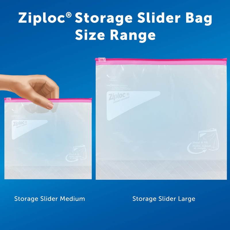 Ziploc Large Food Storage Slider Bags, Power Shield Technology for