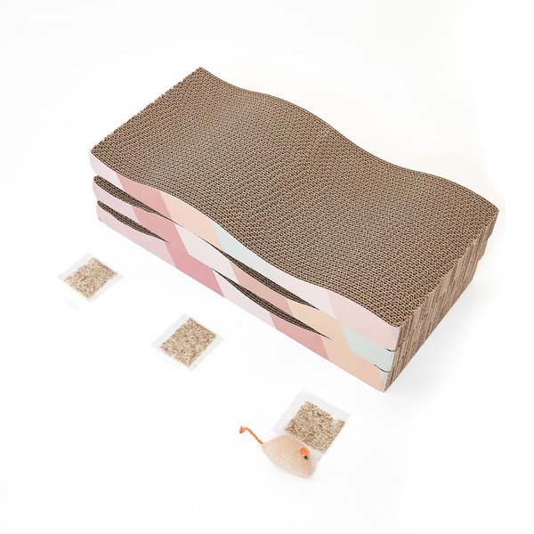 SIDAZON Cat Scratching Pads Cardboard Cat Scratchers for Indoor Cats