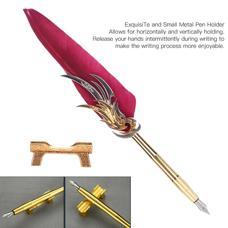 Feather Pen Calligraphy Writing Vintage Set Metal Retro Dip Quill