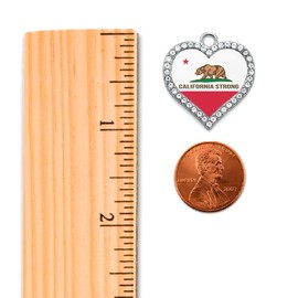 Inspired Silver - California Strong Flag - Silver Dangle Earrings for Women - Open Heart Charm Earrings French Hook Drop with Cubic Zirconia - Women's Dangly Earrings Jewelry Gift