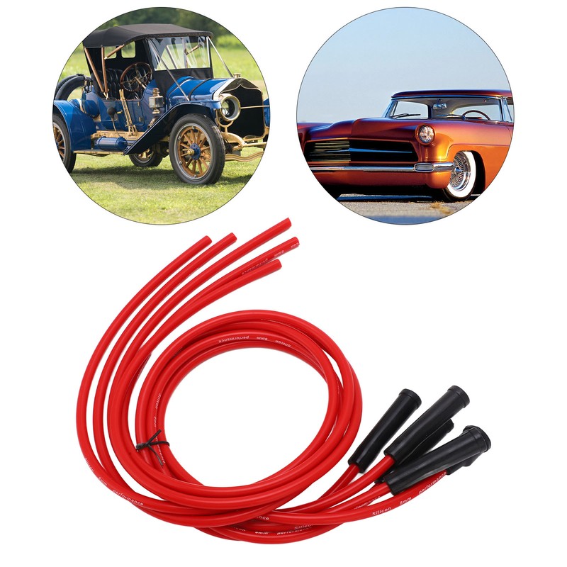 Spark Plug Ignition Wire Set Red High Performance Silicone 1m