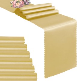 VACVELT 6 Pack Satin Table Runners - 12 x 108 Inches Long, Gold Wedding Table Runner Decorations for Birthday Party Banquet Graduation Engagements