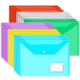 36Pack Plastic Wallets Folders - A4 Plastic Folders Document Folder Wallet Popper Wallets with Label Pocket, Assorted