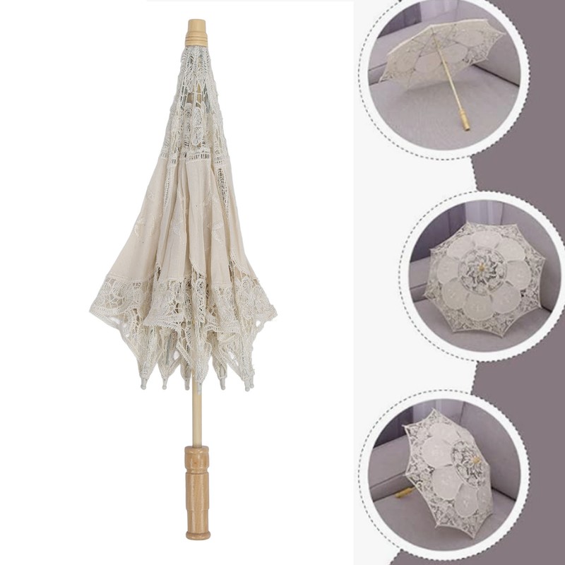 Lace Parasol Umbrella Wedding Bridal Lace Umbrella Decorative Embroidery Flower