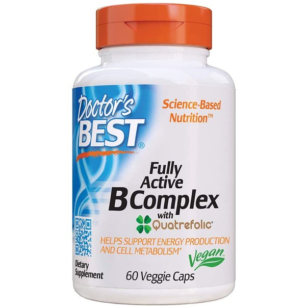Doctor's Best, Fully Active B Complex Supports Energy Nervous System Optimal Health Positive Mood Wellbeing NonGMO Gluten Free Vegan Soy Free, 60 Count