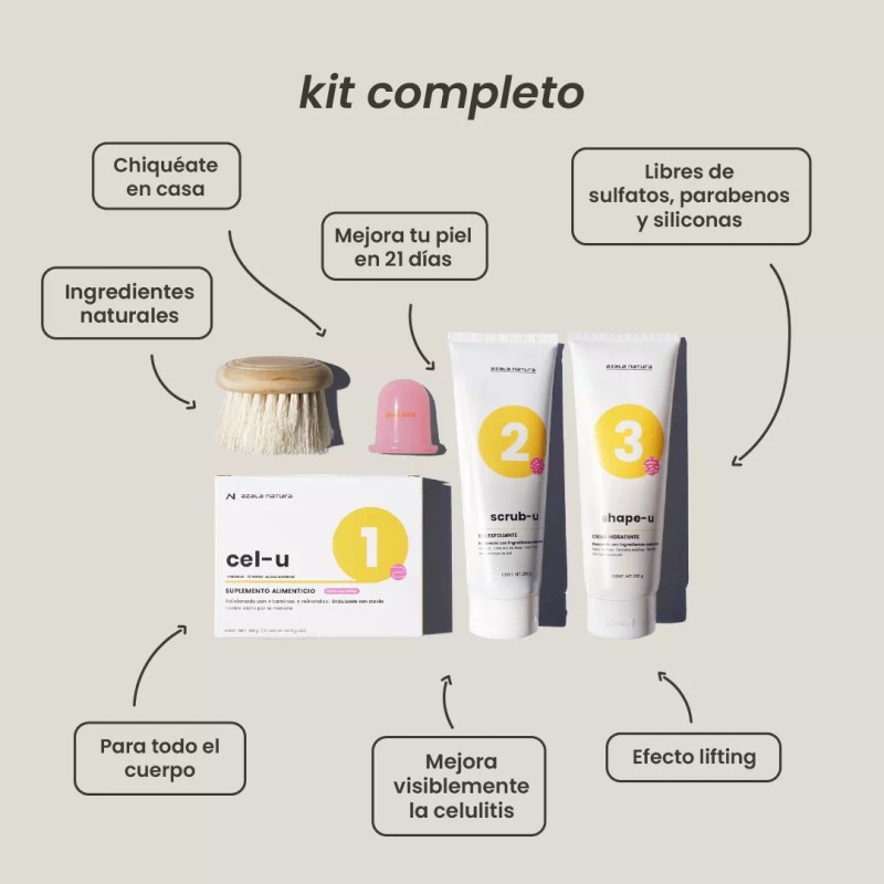 Azala Natura Kit Azala Para Celulitis C/ Ventosa Y Cepillo