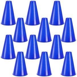 Hedume 12 Pack Cheer Megaphone, Plastic Blue Megaphone Party Accessory for Sports Cheers, Sports Match Game, Director Prop, Party Favors, Party Noisemaker, School Outdoor Activities Cheerleading