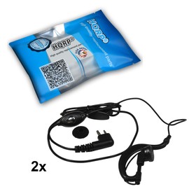 HQRP 2-Pack External Ear Loop 2-Pin Headset with Push-to-Talk Microphone Compatible with Motorola GTI, GTX, LTS-2000, VL-130, PMR-446, ECP-100, PR-400, Mag One BPR-40, EP-450, AU-1200, AV-1200