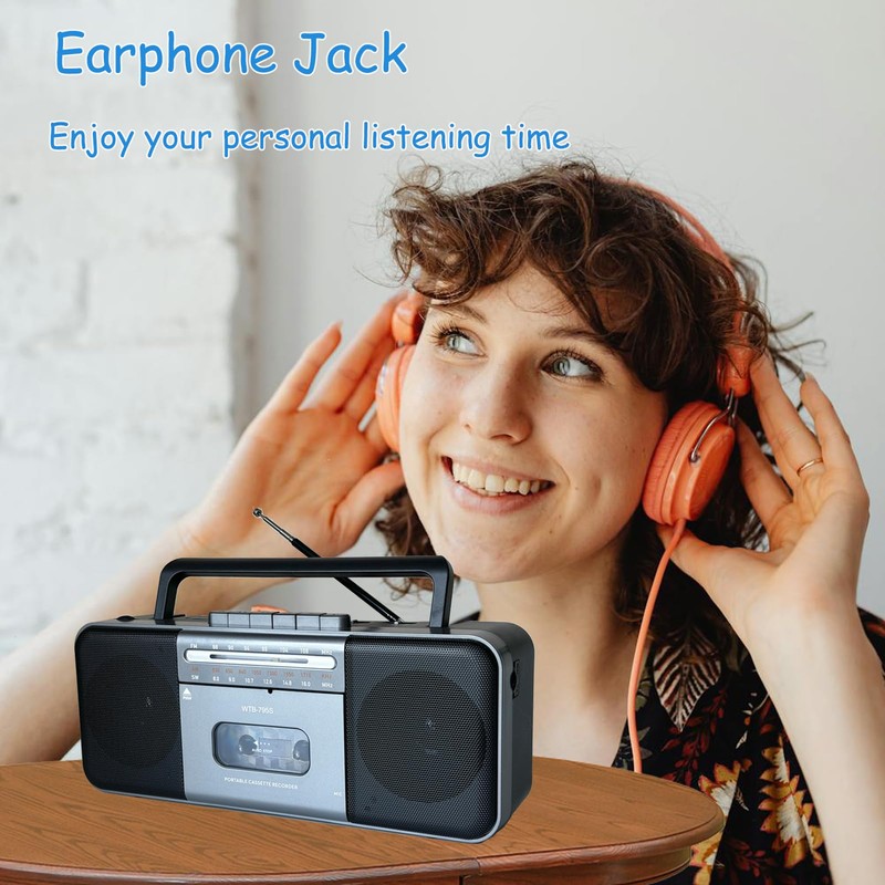 Portable Cassette Tape Player Recorder,AM/FM/SW Radio with Bluetooth,USB/SD, Big 10W