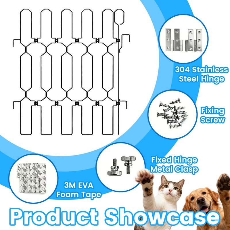 Retractable Metal Dog Gate for Front Door, Bite-Proof Pet Door