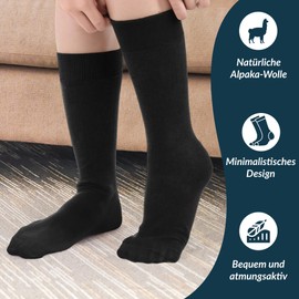 La Alpaca Leisure Socks - Set of 2 Fluffy Warm Alpaca Socks for Men and Women - Breathable, Comfortable, Moisture Wicking Thermal Alpaca Wool (1 Pair Grey, 1 Pair Black), grey/black