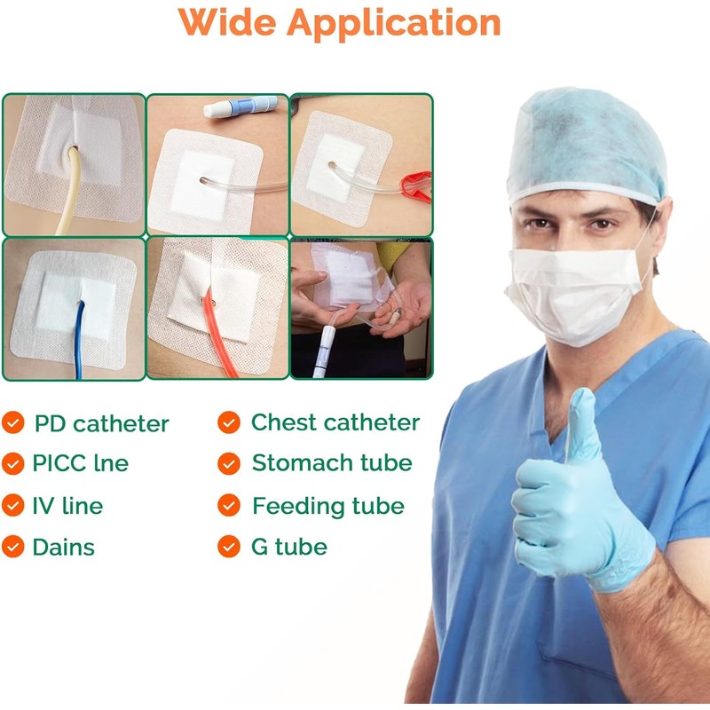 Split Drain Adhesive Bandages 4" x 4" 10Pcs PD Catheter