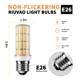 6 pcs Led Corn Light Bulb, 200w Equivalent 2500 Lumen 3000k Cool Daylight White 20w Non-dimmable Super Bright Led Bulb E26/E27 Base Led Light Bulbs for Home Garage Warehouse Indoor Outdoor Light Bulb