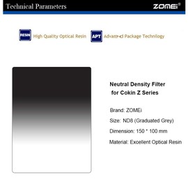 ZOMEi 100 x 150mm Z-Pro Series ND8 Graduated Filter for DSLR Cameras by Cokin