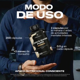Hongo Melena De Leon Nootropico 200 Capsulas  Vitalbotanics                                                                                           
