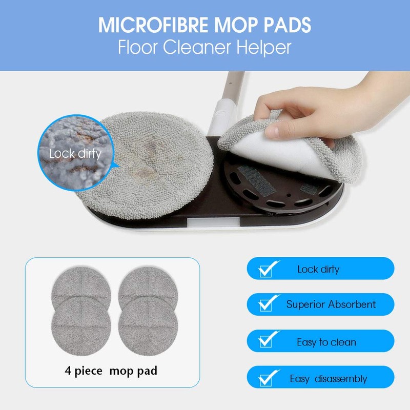 GOBOT Electric Mop Pads (4 Piece Gray for G29 G28