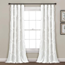 Lush Decor Single Window Curtain Panel White 95 by 54-inch
